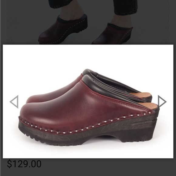 Troentorp Monet Bordeaux Leather Slip-On Clogs Womens Size 12.5-13 men’s 9.5-10 - Picture 3 of 15